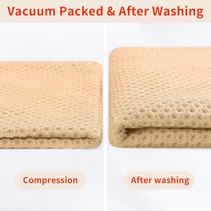 Homaxy 100% Cotton Waffle Weave Kitchen Dish Cloths, Ultra Soft Absorbent Quick Drying Dish Towels, 12 x 12 Inches, 8-Pack, Apricot