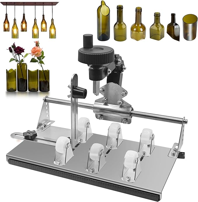 Smasener Wine Bottle Cutter,Glass Bottle Cutter Set, Wine Bottle Cutter Tools, Curved Glass Cutting Tool for Round and Square Bottles, [Stainless Steel 410]Bottle DIY Craft Kit