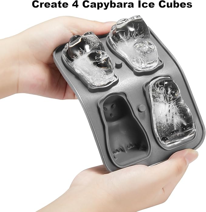 Nax Caki 3D Capybara Ice Cube Mold Fun Shapes, Capybara Gifts for Women & Capybara Lovers, Cute Large Craft Ice Mold, Big Capybara Ice Cube Trays for Whiskey Cocktails Bourbon