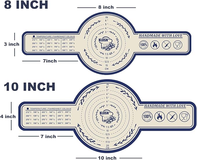 Silicone Bread Sling for Dutch Oven, 2 Pack (8" Round) – Non-Stick & 500°F Heat Resistant Sourdough Mat, Easy to Clean, Reusable Food-Grade Sourdough Slings – Fits 5 qt and up Dutch Ovens