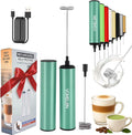 Milk Frother, Rechargeable Battery Operated Frother for Coffee,Portable Drink Mixer with 2 Stainless Steel Whisk Heads,Milk Foamer for Keto Coffee, Latte, Cappuccino, Hot Chocolate,Light Blue