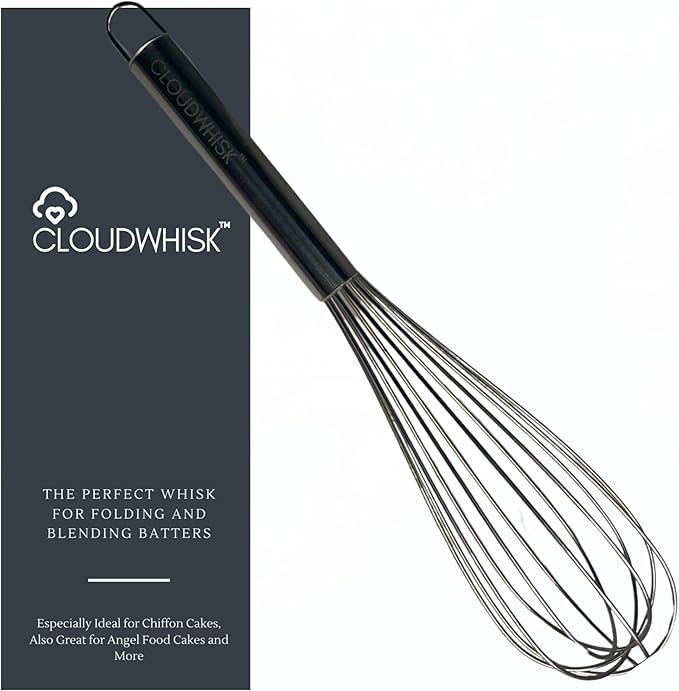 CLOUDWHISK™ 14-Inch Professional Balloon Large Stainless Steel Metal Cake Whisk. Specially designed for Folding and Blending Cake Batters to Achieve Fluffier Cakes