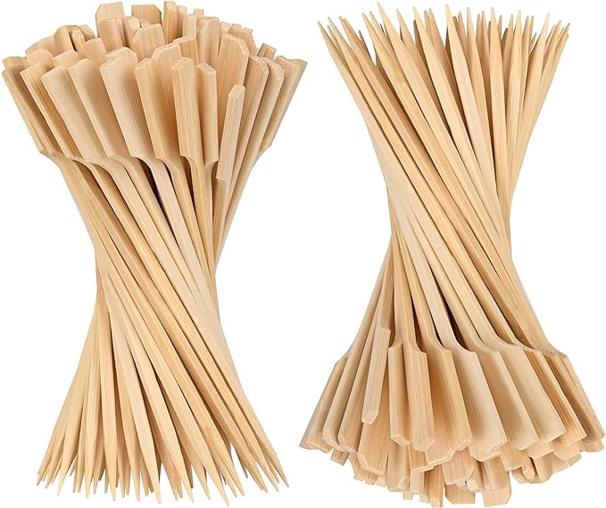 Bamboo Skewers, 200 PCS, 10 Inch, Premium Quality Craft, Paddle Design, Perfect for Cocktail Toothpicks, Kebabs, Grills, BBQ, Sandwiches, Fruits, Great Value Set