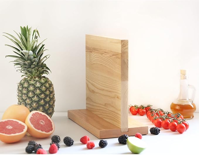 YOUSUNLONG Magnetic Knife Block - Magnetic Knife Holder - Magnetic Knife Stand - Double-sided Super Magnetic with Natural Fraxinus wood - Holds 10“ knives - Space Saver - Large storage knife holder