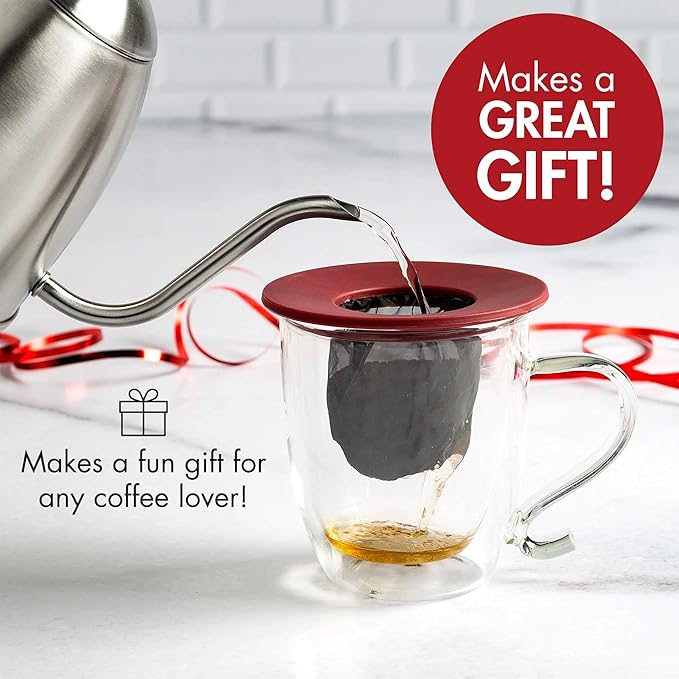 Primula Brew Buddy Portable Pour Over, Reusable Fine Mesh Filter, Dishwasher Safe, Single Serve Coffee or Tea at Any Strength, Ideal for Travel or Camping, Red (Pack of 12)