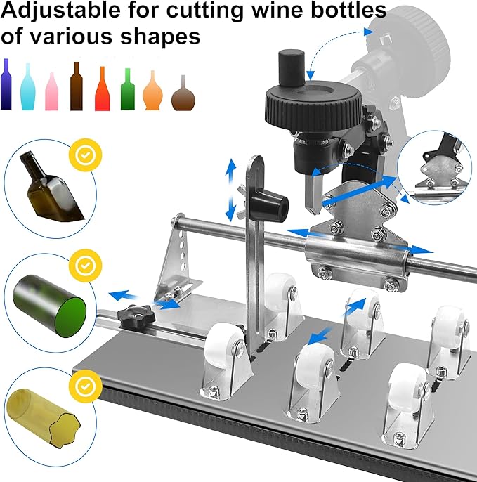 Smasener Wine Bottle Cutter,Glass Bottle Cutter Set, Wine Bottle Cutter Tools, Curved Glass Cutting Tool for Round and Square Bottles, [Stainless Steel 420]Bottle DIY Craft Kit