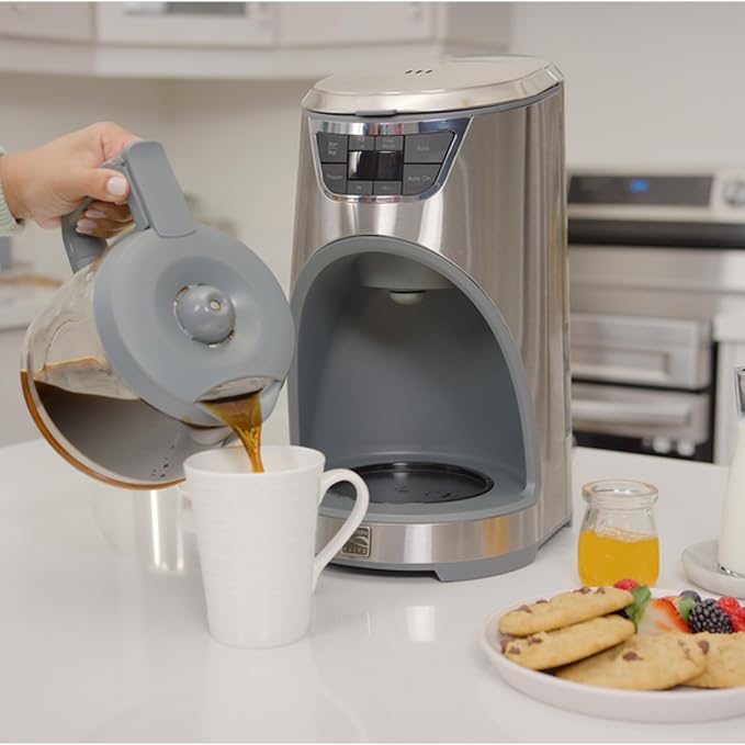 Kenmore Elite Drip Coffee Maker - 12-Cup Programmable Coffee Machine With Glass Pot, Pause and Pour, Auto Shut-Off, Large Water Reservoir, Reusable Filter, Dishwasher Safe Carafe, Percoladora de Café
