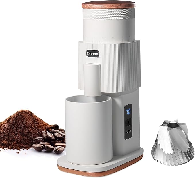 Burr Coffee Grinder,Wirsh Electric Single Dose Coffee Grinder Geimori GU38 with 38mm 6-Core Conical Burr,Stepless Adjustment for Drip,French Press,Cold Grind Settings from Fine to Coarse