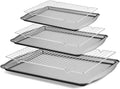 Baking Pan Set of 3 - Carbon Steel Baking Sheets with Cooling Racks, 13/15/17 Inch, Nonstick Cookie Sheets for Baking, Rust & Warp Resistant & Stackable, Nontoxic & Heavy Duty & Easy Clean