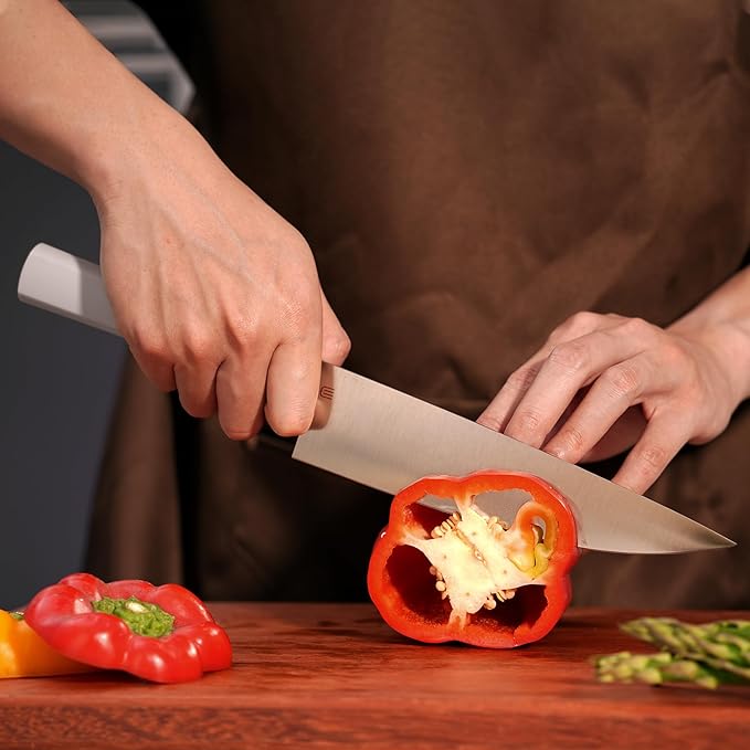8 Inch Chef Knife, AR-RPM9 Steel & Ergonomic Handle Cooking Knife, Ultra Sharp Professional Kitchen Knife with Oak Sheath, Gift Box for Home Chefs