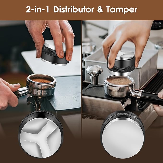 51mm Espresso Accessories Kit, Coffee Distributor and Tamper Leveler, WDT Tool and Dosing Funnel Set Fits Delonghi 51 mm Espresso Machines and Portafilters