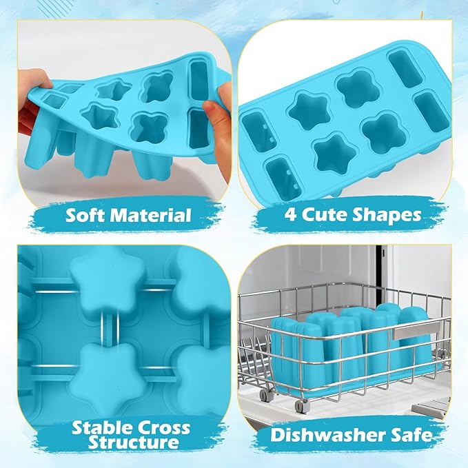 Popsicles Molds, 8-Cavity Silicone Popsicle Molds with 50 Sticks, BPA-Free Ice Pop Mold Popsicle Maker with Funnel & Cleaning Brush for Kids Adult Teens