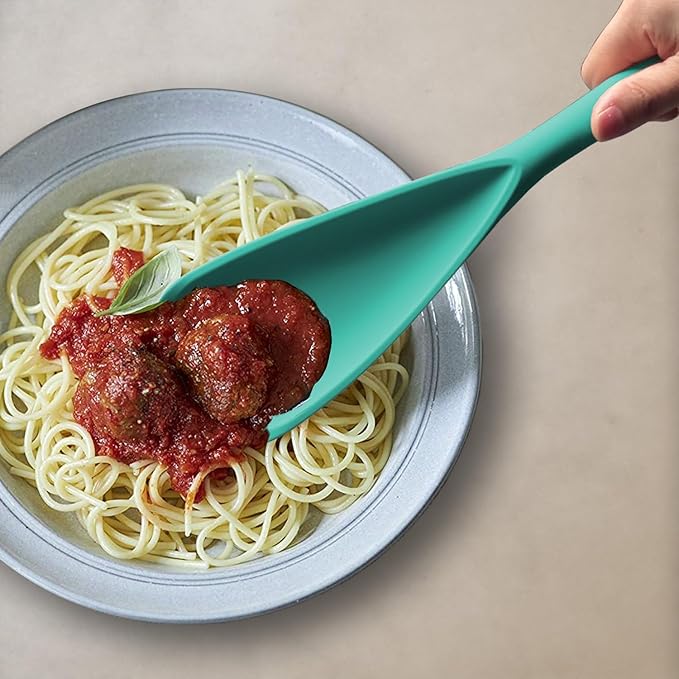 Silicone Spatula Spoon, Great for Both Cooking and Serving Durable BPA-Free Matte Black Silicone, Seamless Design, Safe for Nonstick Cooking Surfaces, 2-Pcs, Teal