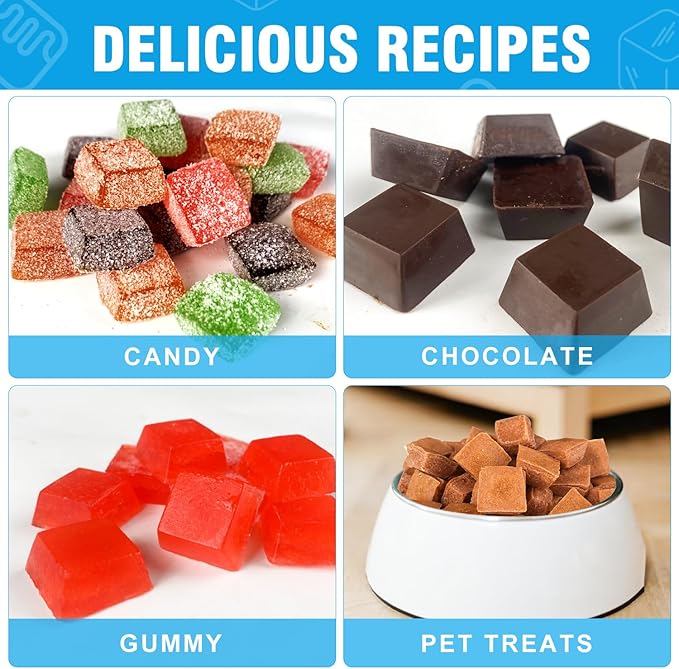 Mini Square-Terrace Silicone Chocolate Molds 50 Cavities - Walfos Non Stick Silicone Candy Molds, Silicone Molds for Chocolate, Candy, Gummy, Jelly, Ice Cubes, Food Grade & Dishwasher Safe, 2 Packs