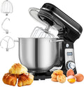 Biolomix Kitchen Electric Stand Mixer, 6 Speed Tilt Head Food Mixer with 6.5 QT Stainless Steel Bowl, Dough Hook, Flat Beater, Whisk and Anti Splash Cover, Red (6.5 QT, Black)
