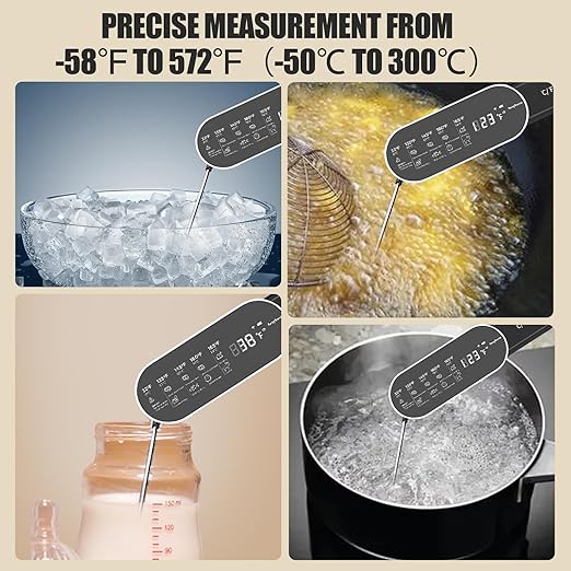 Smart Meat Thermometer Digital with Ultra-Fast 0.5 Sec Instant Read, NIST Certified ±0.5°F Accuracy, Auto-Rotating Backlight Display, IP67 Waterproof, Oven Safe for Grill, BBQ, Smoker, Candy