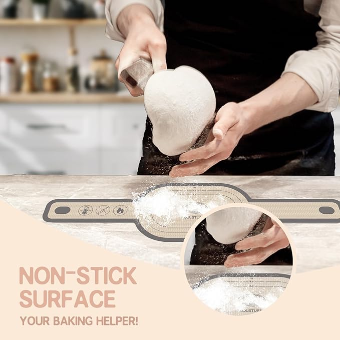 Silicone Bread Sling Oval and Round, 2 PCS Nonstick＆Reusable Bread Baking Mats, Easy-To-Clean Dutch Oven Liners, Sourdough Bread Baking Supplies