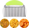 JAYVAR Large Crinkle Cutter French Fry Cutter, Large Wave Slicer Potato Wavy Chopper, Stainless Steel Vegetable Crinkle Cutting Onion Chopping Tool with Handle for Cucumber, Kitchen Dicer Gadgets