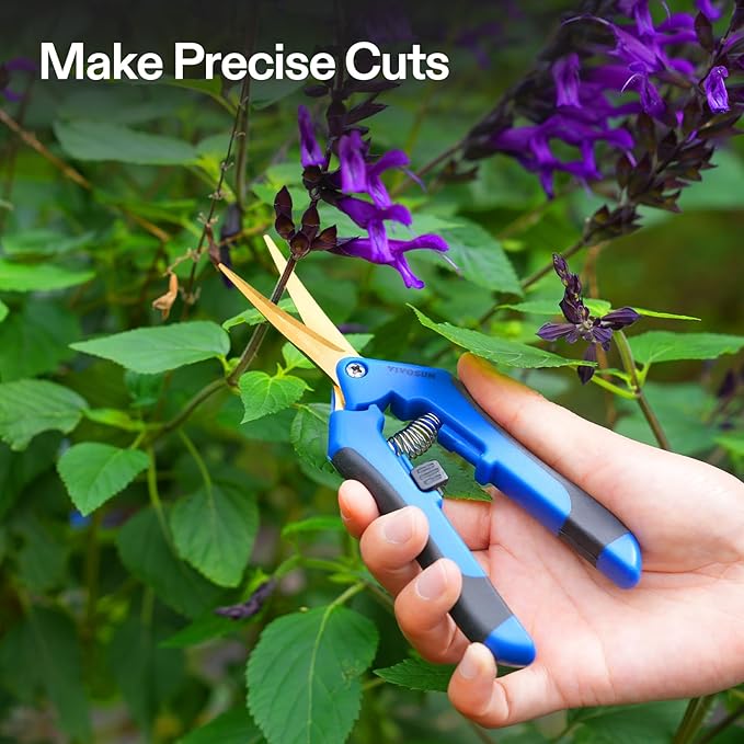 VIVOSUN 6-Pack 6.5 Inch Gardening Scissors Hand Pruner Pruning Shear with Titanium Coated Curved Precision Blades