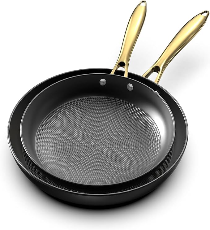 imarku Cast Iron Skillets, Non Stick Frying Pans 2Pcs - 10 inch & 12 Inch Frying Pan Set, Long Lasting Frying Pans Nonstick, Professional Nonstick Frying Pan Easy Clean, Christmas Gifts for Women Men