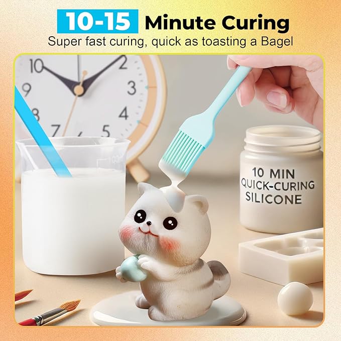 JDiction Brush-On Silicone Mold Making Kit, 10-15 Minutes Fast Cure Silicone Rubber, 20OZ Super Elastic Liquid Mold Making Silicone for Casting Resin Molds & Silicone Molds