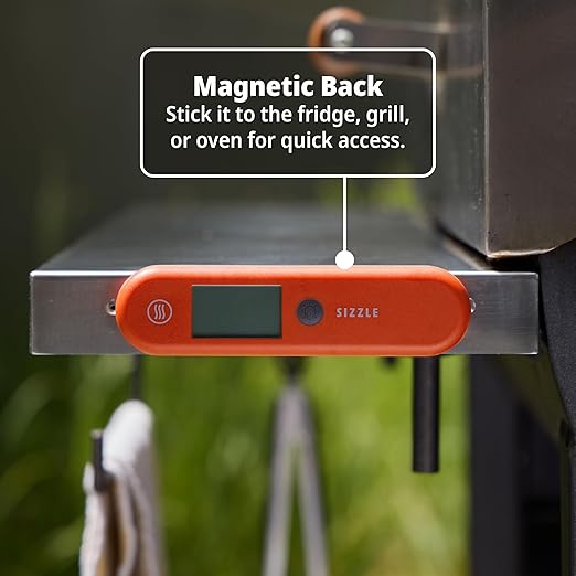 ThermoWorks Sizzle Digital Meat Thermometer – Instant Read in 2 Seconds, Waterproof, Folding Probe with Magnetic Back, Auto-Rotating Backlit Display, for Cooking Food, Grill & BBQ - Nautical Blue