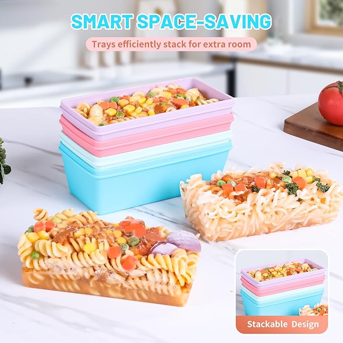 Gemice BPA-Free Silicone Freezer Molds with Base, Individual 4-Pack 2-Cup Portion Soup Cubes Freezer Tray with Lids for Food Storage, Oven & Dishwasher Safe, Silicone Freezer Containers for Meal Prep