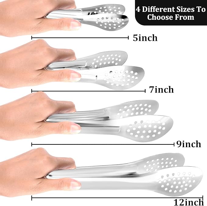 Serving Tongs, Kitchen Tongs,Buffet Tongs, XEVOM Stainless Steel Food Tong Serving Tong,small tongs, Serving Utensils (12 Inch)
