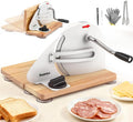 Huanyu Manual Bread Slicer Upgrade Foldable Sourdough Cutter Versatile Hand Crank Slicers Stainless Steel Blade Adjustable Thickness with Scale Line&Suction Cup for Homemade & Commercial Use (White)