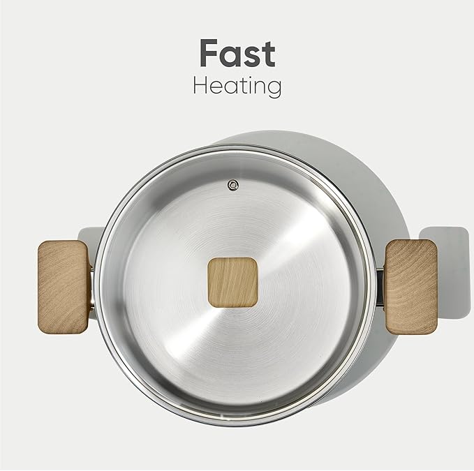 CAROTE Stainless Steel Stock Pot - 5 Quart Heavy Duty Induction Cooking Pot with Visible Lid for Pasta, Soup, Spaghetti, Bottom Big Stockpot, Deep Cookware for Canning, Boiling, Simmer