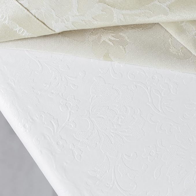 Benson Mills Deluxe Heavy Duty Vinyl Table Pad, Premium Table Protector, Waterproof with Flannel Backing, Quilted Design and Customizable (Off-White, 52" X 120" Rectangular)