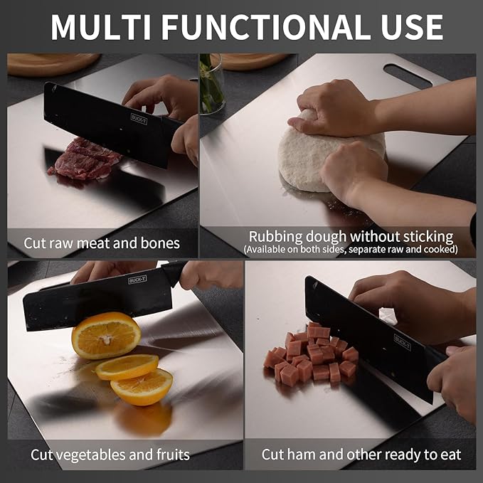 Katuchef Titanium Cutting Board 2025 New Upgrade Pure Titanium Cutting Boards for Kitchen Double Sided Cutting Boards Non Toxic,Hygiene Durable Chopping Board Suitable for Dishwasher Safe(18.11*11.81)