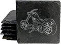 Level Up Your Man Cave: Rustic Chopper Coasters for The Motorcycle Enthusiast - Square Slate - Set of 5