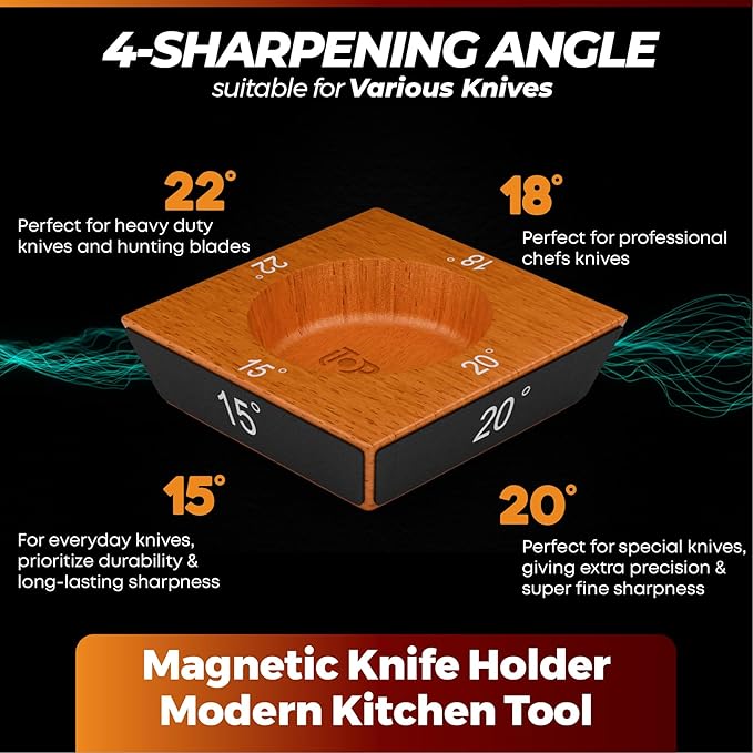 Rolling Knife Sharpener Kit – 4 Angles (15°,18°,20°,22°) – Includes Diamond, Ceramic & Honing Discs with Leather Strop – Ideal for Home Cooks & Professional Chefs