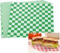 PATIKIL 7.1" x 7.1" Waxed Paper Sheets, 50Pcs Square Pattern Oil-absorbing Dry Food Wrapping Paper for Bakery Coffee Shop Home Baking Kitchen DIY, Green