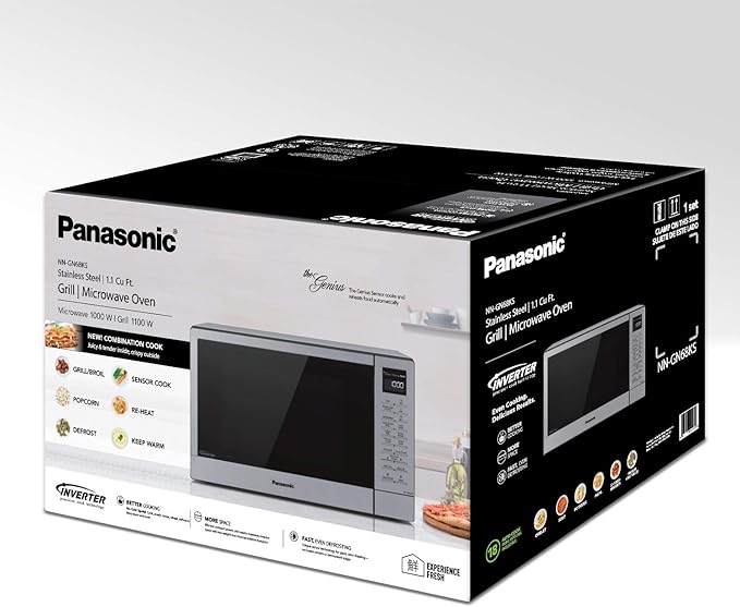 Panasonic 2-in-1 Microwave Oven with FlashXpress Broiler, Inverter Technology for Even Cooking and Smart Genius Sensor, 1000W, 1.2 cu.ft. Countertop - NN-GN68KS (Stainless Steel / Silver)