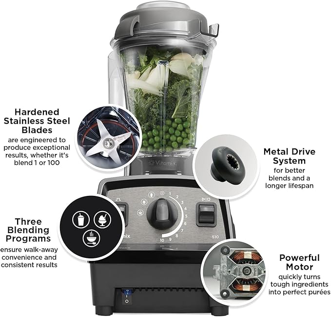 Vitamix Propel 510 Blender with Simply Smoothies Cookbook, 3 Preset Blending Programs, Professional-Grade, 48-oz Container, Emerald