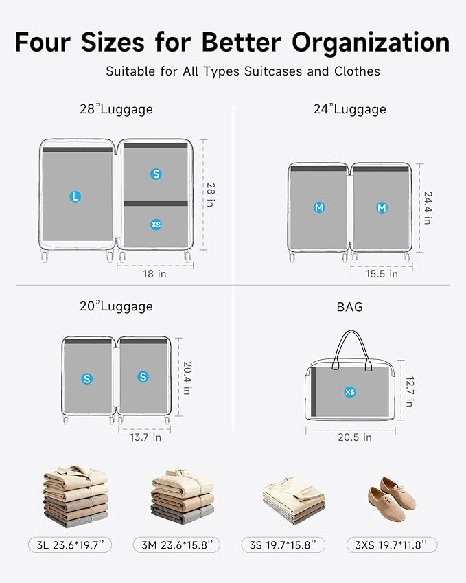 12 Pack Travel Vacuum Seal Bags with Rechargeable Electric Pump, 4 Sizes Space Saver Vacuum Storage Bags for Luggage, Suitcase & Home Organization, Reuseable Vacuum Seal Bags for Clothing