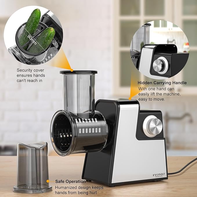 Electric Cheese Grater, 5 in 1 Salad Maker with Stainless Steel Blades, 350W Electric Slicer Shredder/Slicer, Electric Salad Machine for Cheeses, Fruits, Vegetables