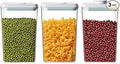 Airtight Food Storage Containers with Lids Airtight Pop Up Containers with Labels Pasta Organizer for Kitchen Pantry Cereal Snack Flour Sugar Coffee, 2700ml / 2.85qt