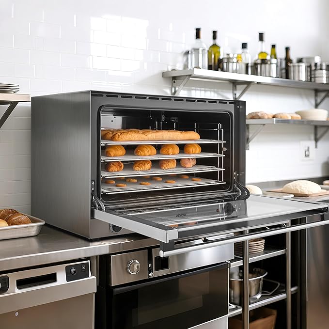 VEVOR Commercial Convection Oven, 4.24 cu.ft Conventional Countertop Oven for Full-Size Pans, Electric Convection Ovens with 4 Racks, 360° Hot Air Circulation, for Bakery, Restaurant & Pizza Shop