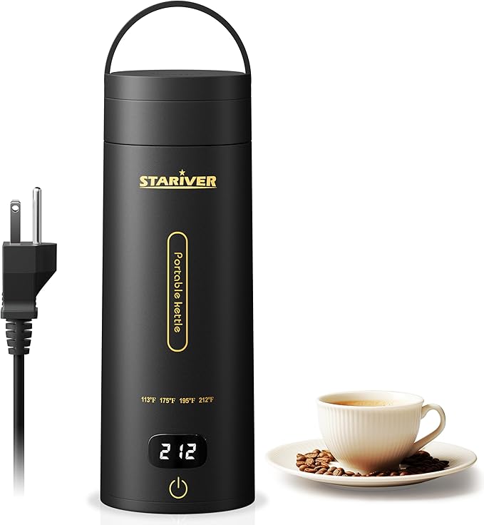 Travel Electric Kettle, Portable Small Electric Kettle for Tea Coffee, Hot Water Kettle with 4 Temperature Controls and Keep-warm, 304 Stainless Steel Auto Shut-Off & Boil Dry Protection