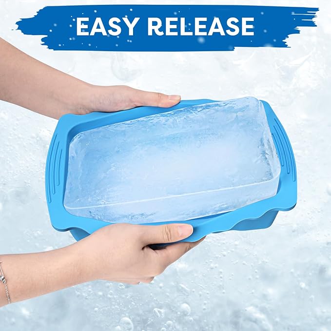 Haldane 2PC Extra Large Ice Block Molds, 6LB Giant Ice Cube Molds for Plunge Lab, Ice Container for Freezer, Thickened and Reinforced Silicone Ice Tray, Cold Plunge Tub Accessories, Blue