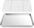 16 Inch Baking Sheet Pan with Rack Set, Joyfair Stainless Steel Toaster Oven Pans Tray & Cooling Racks for Cookie/Jelly Roll/Bacon/Meat, Commercial Metal & Rust-free, Dishwasher Safe