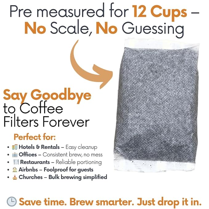 Ground Flavored Coffee In Filter Packs | Medium Roast Low Acid Mold Free Pouches | Sampler Packets | Roasted Butter Pecan Crunch Gourmet Powder Bags for 10-12 Cup Drip Maker | Highest Rated Individual Premeasured Coffee