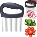 Extra-Large Onion Holder for Slicing, Onion Chopper Vegetable Cutter, Extra-Large Tomato Slicer with 16 Long Needles, Veggie Chopper for Potato, Meat Tenderizer Tool, Food Slicer Kitchen Gadget