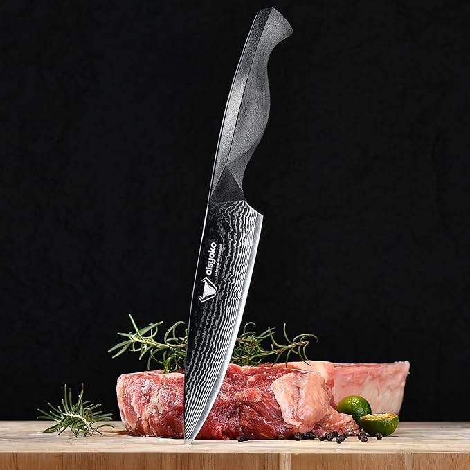 Professional Chef Knife 6.5" Damascus Kitchen Knife 8C High carbon stainless steel Super sharp,Full Tang ABS Anti-Skid Handle utility knife Japanese Cooking Knife with Luxury Gift Box