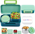 Lunch Box for Kids With 8oz Soup Thermo, Leak-proof Lunch Container with 2 Compartments, Thermo Food Jar Food Containers for Back to School Girls Boys (Green)