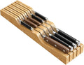 Bamboo In-Drawer Knife Block for 9 Knives(Not Included), Knife Drawer Organizer,Knife Holder Countertop,Block Knife Storage Organizer for Kitchen