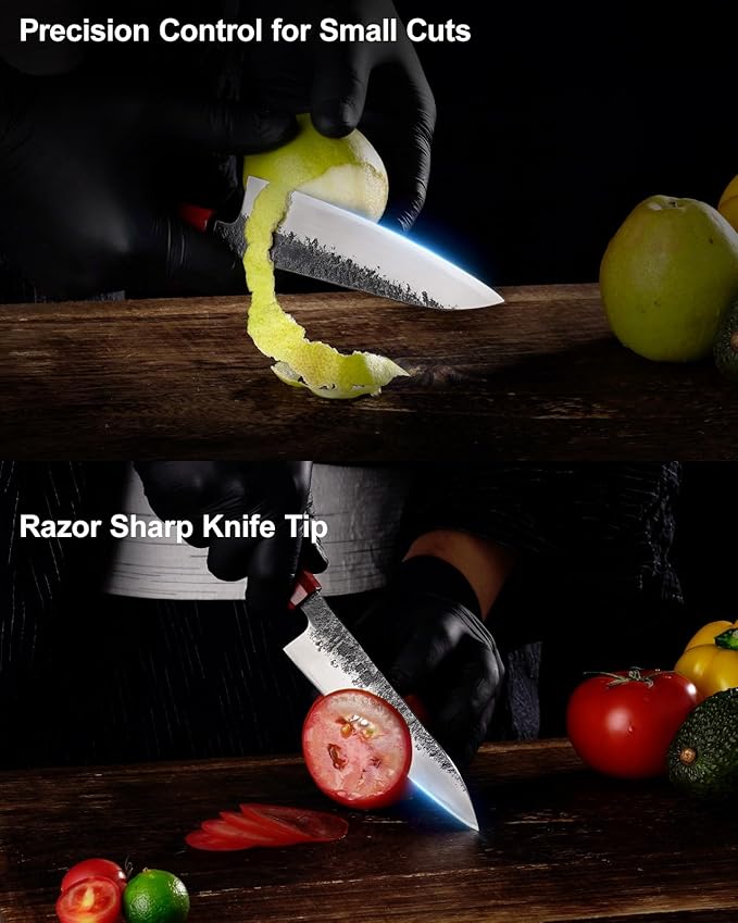 Paring Knife 5.3 inch Japanese Petty Knives, AUS-8 Alloy Steel Kitchen Utility Knife with Red Sandalwood and Eboy Wood Handle, Fruit Peeling Knife with Premium Box (WA Series)
